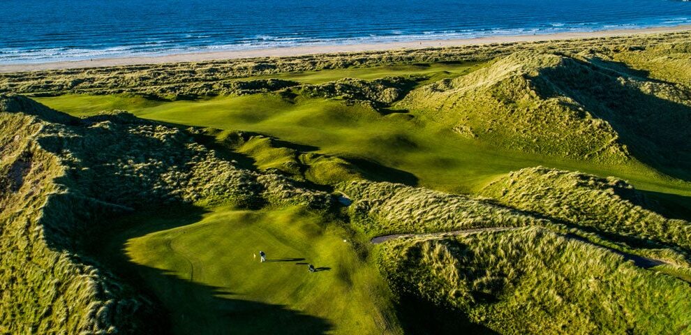 aerial-shot-of-golfer-on-enniscrone-golf-course